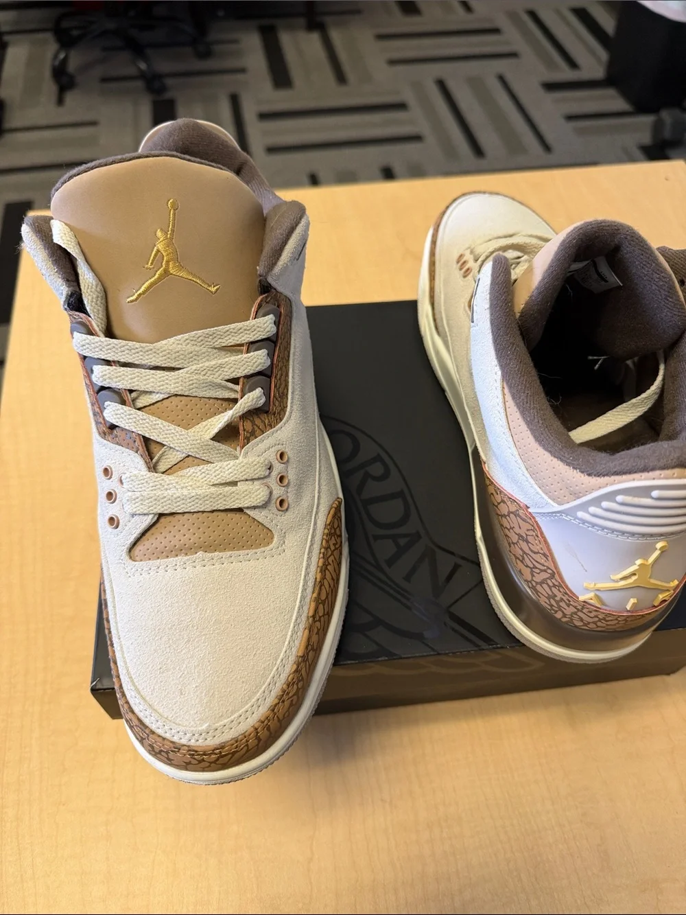 Jordan Men's Retro Sneaker in Cream and Brown
